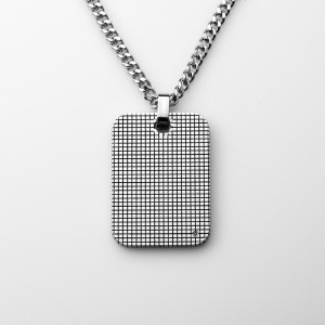 Pendentif en acier inoxydable gravable pour hommes avec collier de clôture en zircone cubique