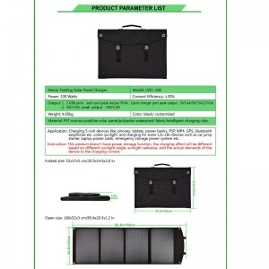 Sac pliant solaire de 100 W