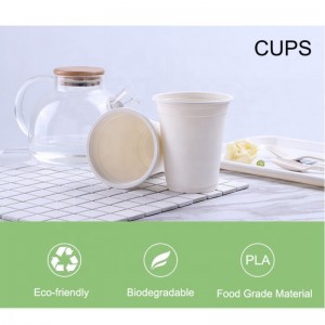 Tasses à café compostables écologiques Le bureau d\'amidon de maïs PLA a utilisé une tasse de boisson biodégradable jetable