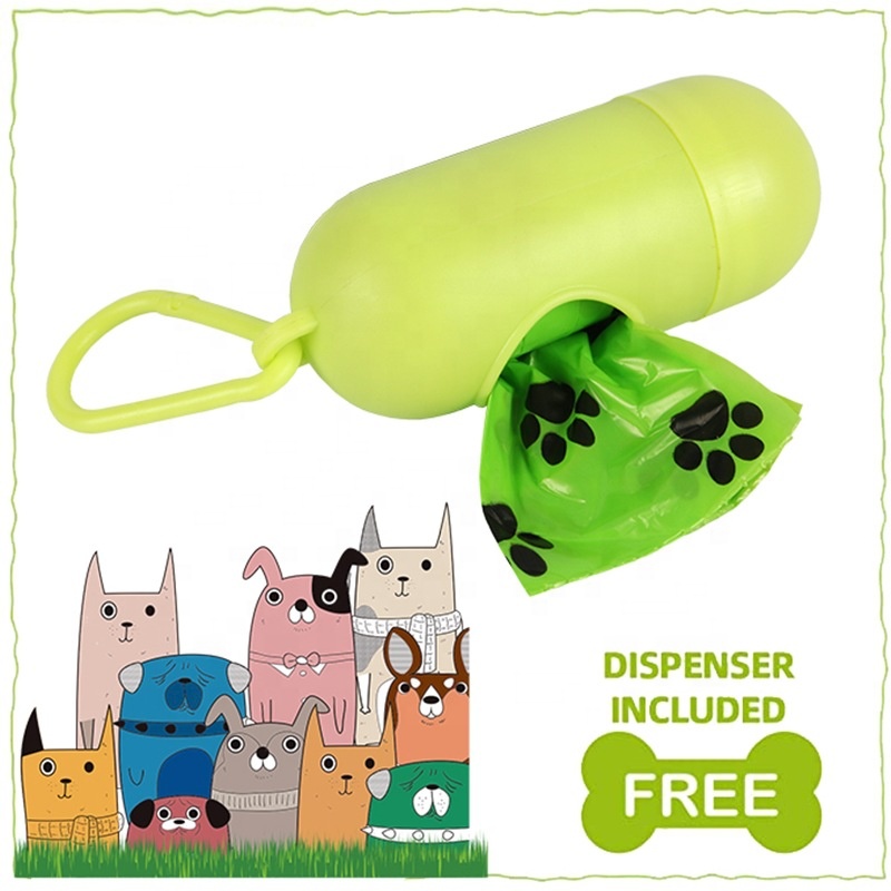 100% biodégradable sac de déchets de chien sacs de merde de chien compostables avec distributeur