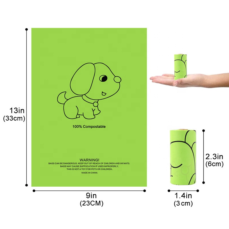 Sacs de merde jetables compostables entiers sans plastique Sacs de déchets de merde de chien biodégradables d'amidon de maïs