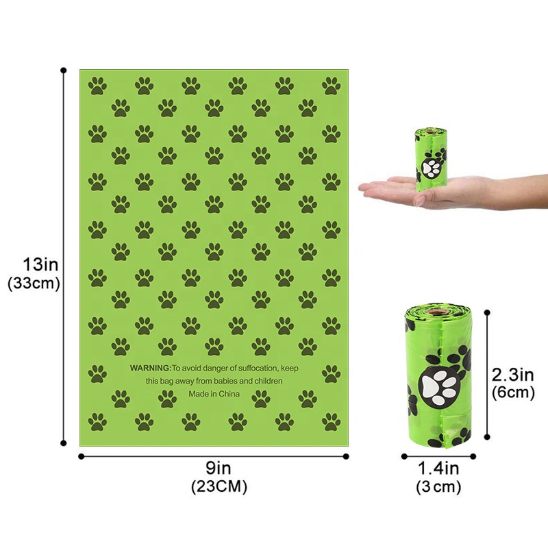 Amidon de maïs compostable amidon de maïs déchets biodégradables pour animaux de compagnie sacs de fumier de chien jetables sacs de fumier de chien respectueux de l'environnement