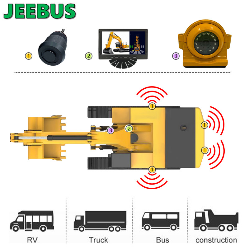Kit de capteur de stationnement numérique à ultrasons 4 capteurs affichage radar de recul caméra de recul détection d'avertissement système de surveillance 7 pouces