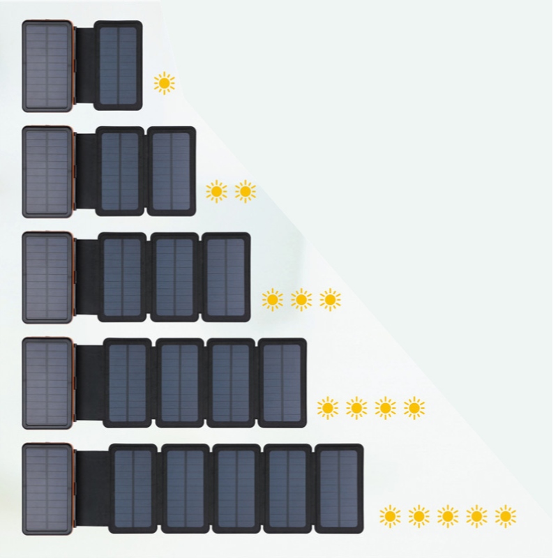 Chargeur rapide de batterie mobile portable sans fil étanche extérieur 1-5 panneaux solaires externes pliant la banque d'énergie solaire