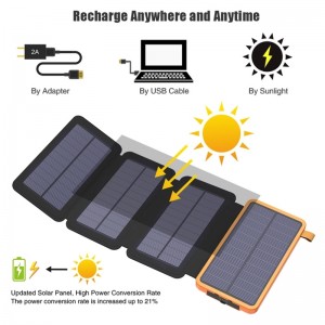 Chargeur rapide de batterie mobile portable sans fil étanche extérieur 1-5 panneaux solaires externes pliant la banque d\'énergie solaire