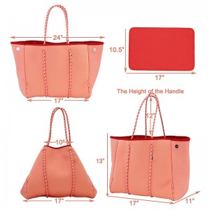 Sac de plage fourre-tout ennéoprène perforé imperméable sur mesure avec pochette ennéoprène