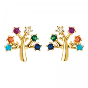 Goujons d\'oreilles de couleur de zircon en or européen et américain en plaqué cuivre, des boucles d\'oreilles personnalisées, accessoires de boucles d\'oreilles, boucles d\'oreilles pour femmes de fleur de tempérament à la mode