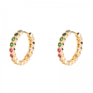 INS European and American niche Ear rings, Copper micro - Embedded Zircon Ear rings, Green plated Colored zirconium large Ear rings, net Red Ear Rings