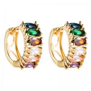 Tendance transversale européenne et américaine Tendance Boucles d\'oreilles Dames Couleur Micro Zircon Simple Boucles d\'oreilles Verre en gros