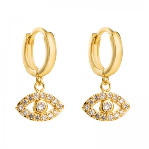 Nouveaux bijoux Petits Boucles d\'oreilles de l\'oeil de tempérament frais Femmes Coiffe en cuivre Véritable Gold Micro-incrustation Zircon Boucles d\'oreilles boucles d\'oreilles