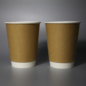 350ml PE/PLA Doublure Double Mur Paper Cup 12 Oz-Kraft