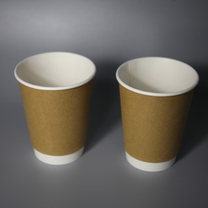 350ml PE/PLA Doublure Double Mur Paper Cup 12 Oz-Kraft