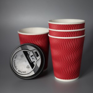 8oz 12oz 16oz Panneaux de conception personnalisés Papier de papier jetable Papier imprimé Double Wall Ripple Tasses à café