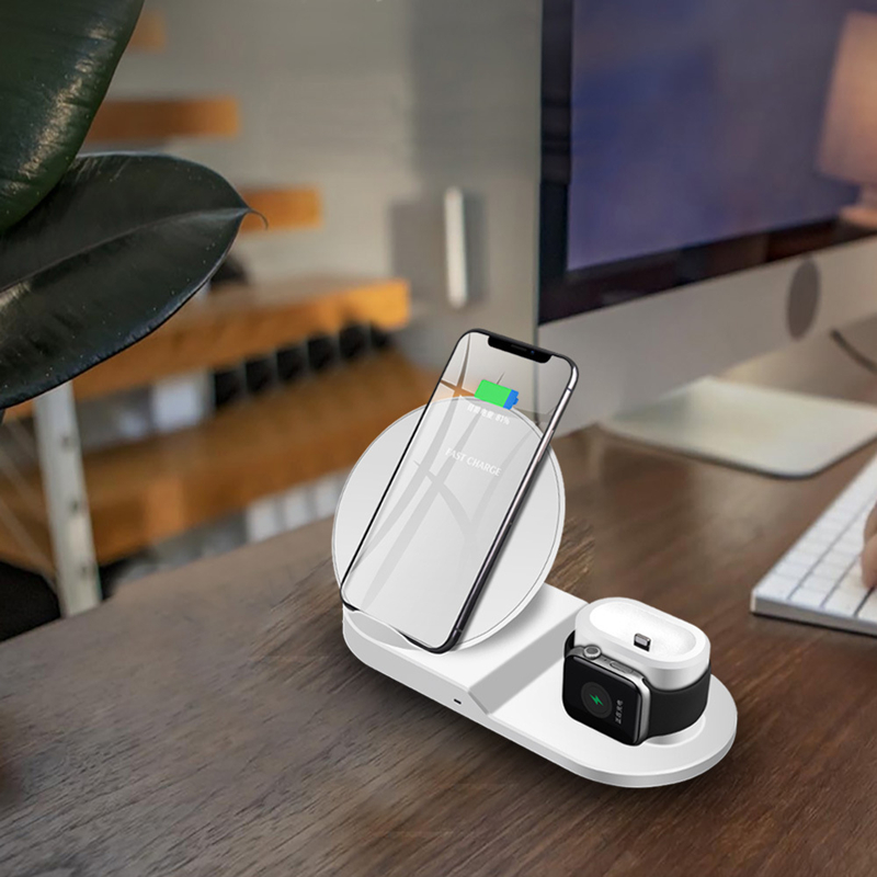 3 en 1 QI Wireless Charger Wireless Wireless Charger Stand Station de chargement sans fil Station de quai pour iPhone