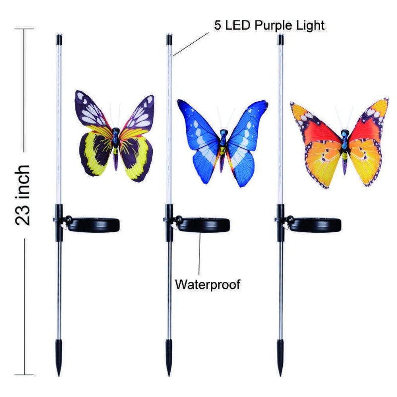 Changement multicolore LED Jardin Solar Lights Fibre Optique Papillon Décoratif Lights Jardin Solaire Lumières