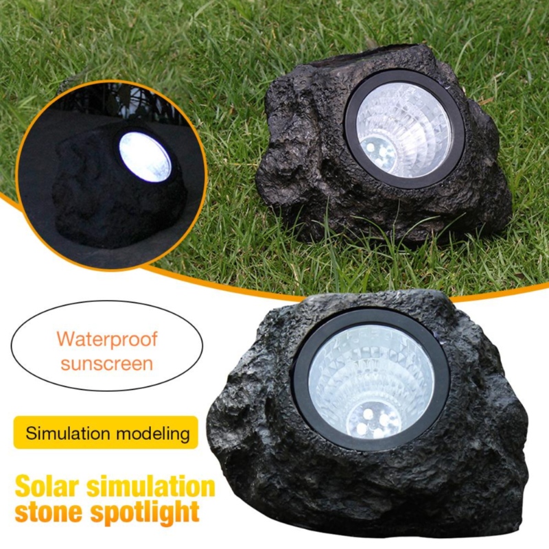 Lampe rocheuse à LED extérieure 4 LED Paysage solaire Pierre Jardin Light