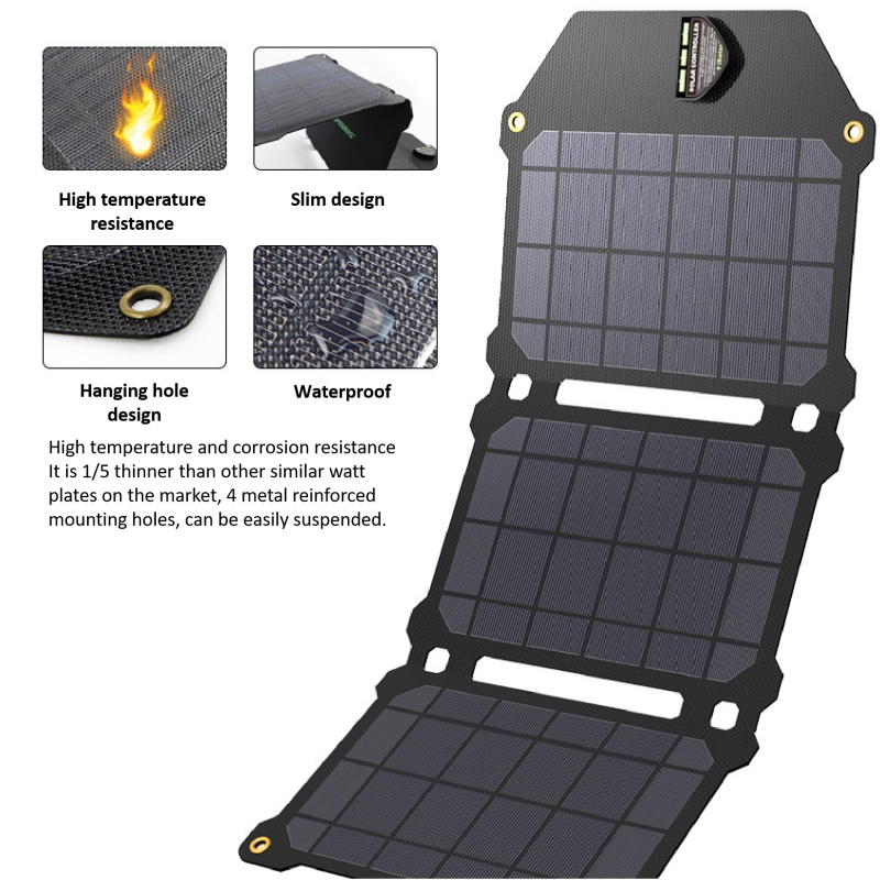 AMAZON PORTABLE PORTABLE 5V 21W MOBILE Panneau de panneau solaire pliant chargeur de téléphone solaire solaire