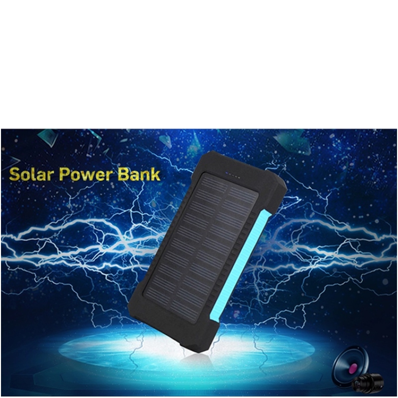 Banque Solar Power Bank Dual USB Power Bank 20000mAh Chargeur de batterie étanche Panneau solaire portable externe avec lumière LED