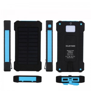 Banque Solar Power Bank Dual USB Power Bank 20000mAh Chargeur de batterie étanche Panneau solaire portable externe avec lumière LED