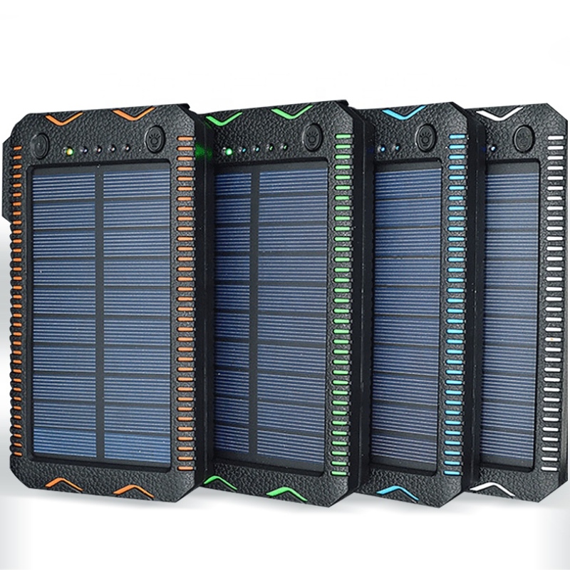 Chargeur solaire imperméable Banque de batterie Solaire Power Bank 10000 MAH Powerbank Portable avec Lumen LED Lumière d'inondation extérieure