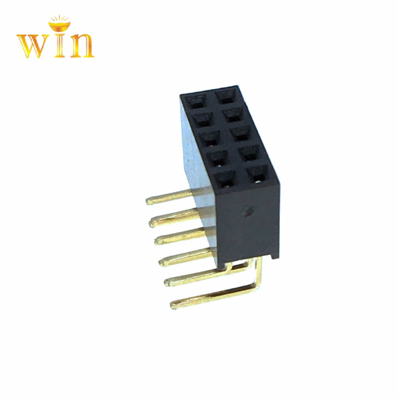 2.54mm 2x5P Dépoussière à angle droit à double rangée en-tête d'en-tête femelle
