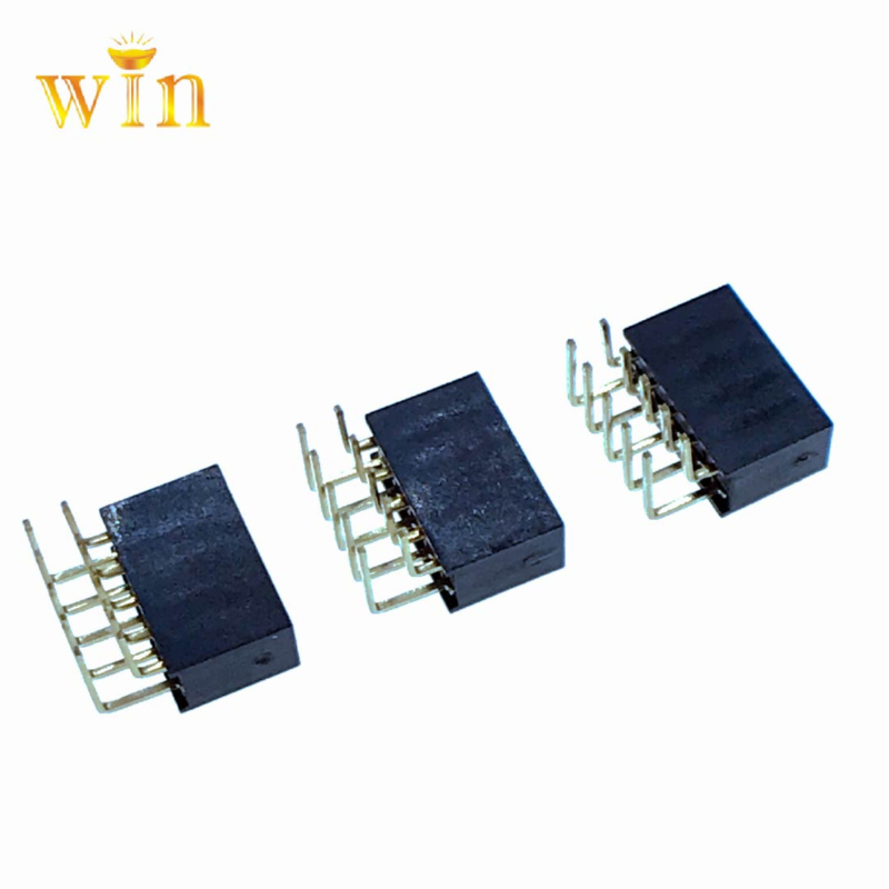 2.54mm 2x5P Dépoussière à angle droit à double rangée en-tête d'en-tête femelle