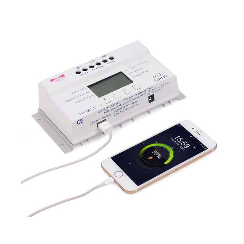 Contrôleur de charge solaire MPPT T30A 30A Chargeur USB USB 12V 24V Auto Panneau Solar Batterie LCD Display Régulateur de chargeur
