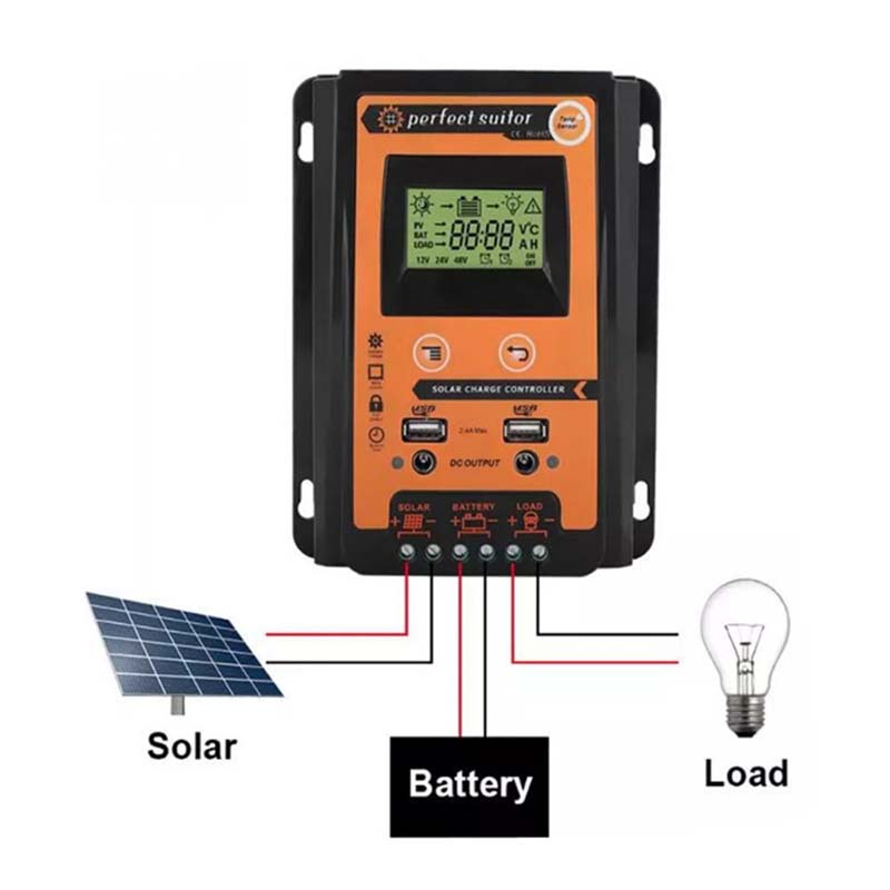 PWM 30A 12V 24VDC Régulateur de batterie Régulateur de batterie Panneau solaire avec écran LCD à la sortie USB