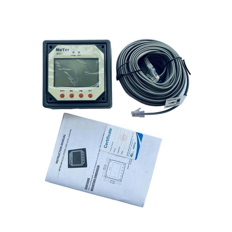 Compteur à distance LCD pour double batterie Régulateurs de contrôleur de charge solaire MT-1 avec télécommande géante du câble de 10 m