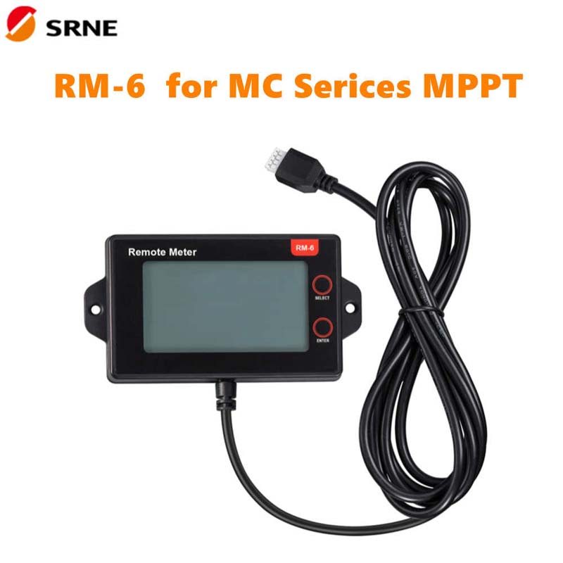 SRNE RM-6 Demeure distante Compteur LCD pour la série MC24 MPPT 20A 30A 40A 50A Contrôleur de charge solaire
