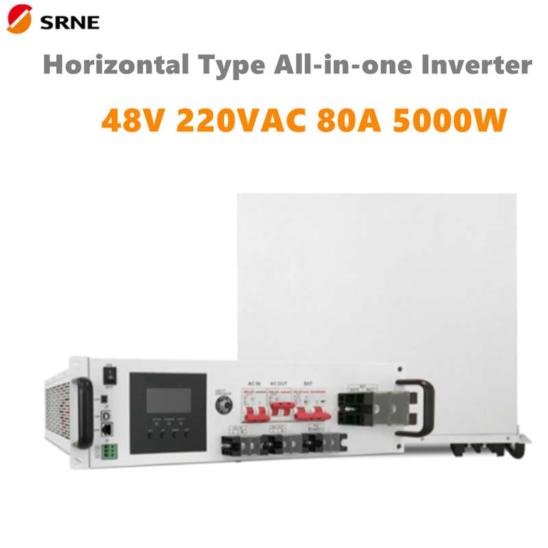 SRNE 5000W ALL-IN-ONE MPPT HYBRIDE HYBRID INVERTER HORIZONTAL 48V 220VAC PURE WAVE SINES PURE 80A MAX PV 145V Inverter OFF-GRID