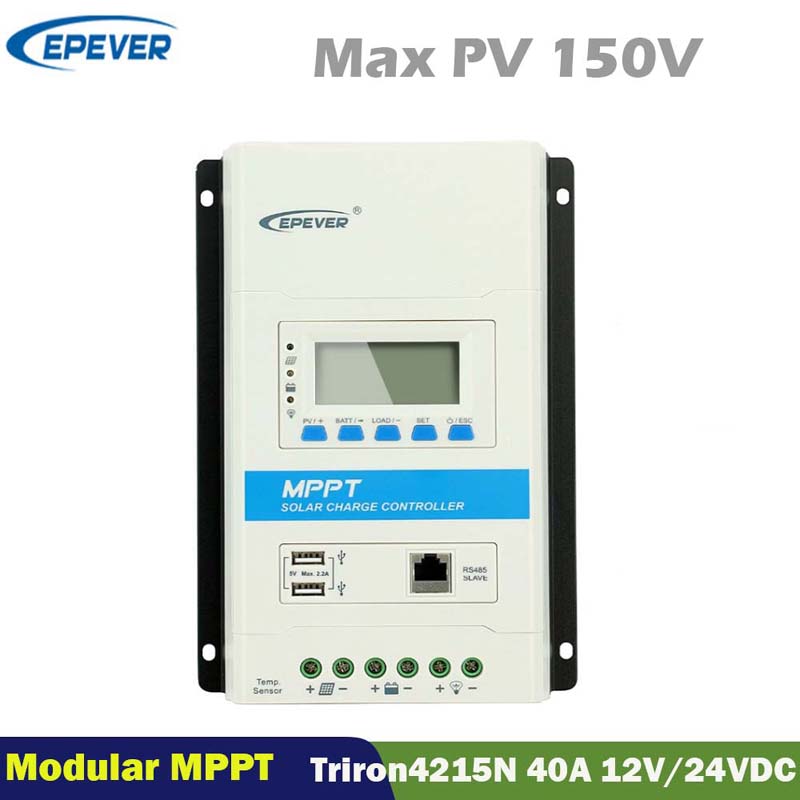 EPEUT 40A CONRON4215N MODULAIRE MPPT Contrôleur de charge solaire 12V24VDC Max.150V PV Panneau d'affichage de l'écran LCD Contrôleur de réglementation