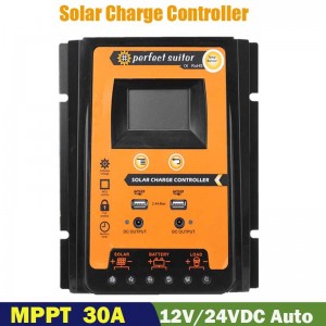 PWM 30A 12V 24VDC Régulateur de batterie Régulateur de batterie Panneau solaire avec écran LCD à la sortie USB