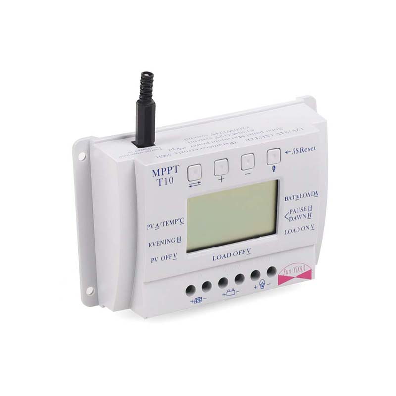 Contrôleur de régulateur de charge de panneau solaire PWM 20A 10A T10 T20 12V 24V Auto écran LCD Lumière et double minuterie