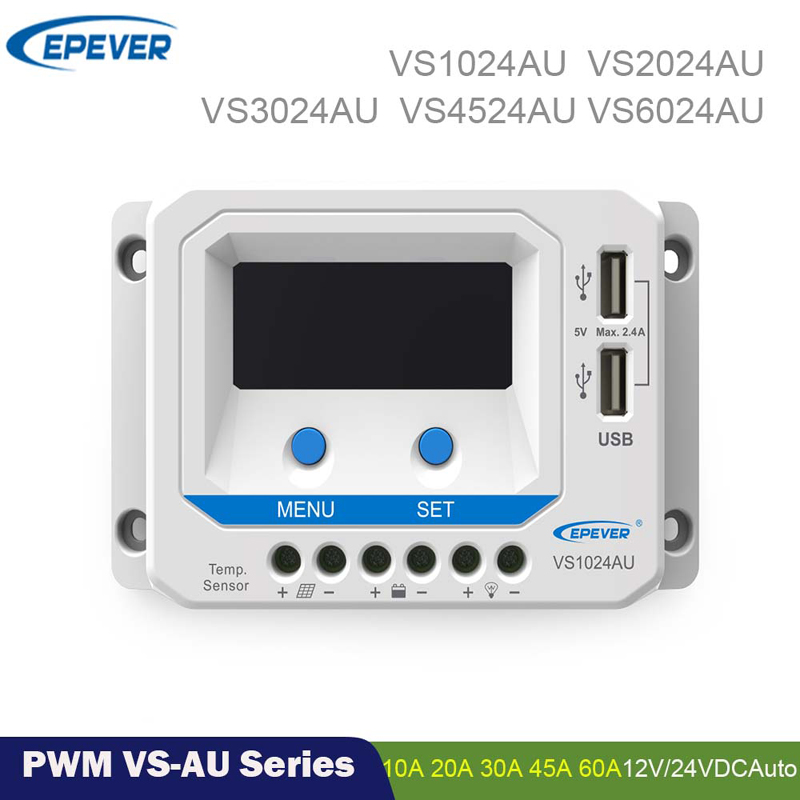 EPEUT PWM 60A45A30A20A10A Contrôleur de chargeur solaire 12V 24V Rétro-éclairage automatique LCD Régulateur à écran solaire Dual USB Viewstar-UE Series