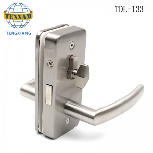 Verrouillage de porte en verre sans cadre commercial serrure de crochet avec bouton