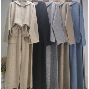 Pull simple de laine occasionnel à la mode en deux pièces Sweat à capuche 69056#