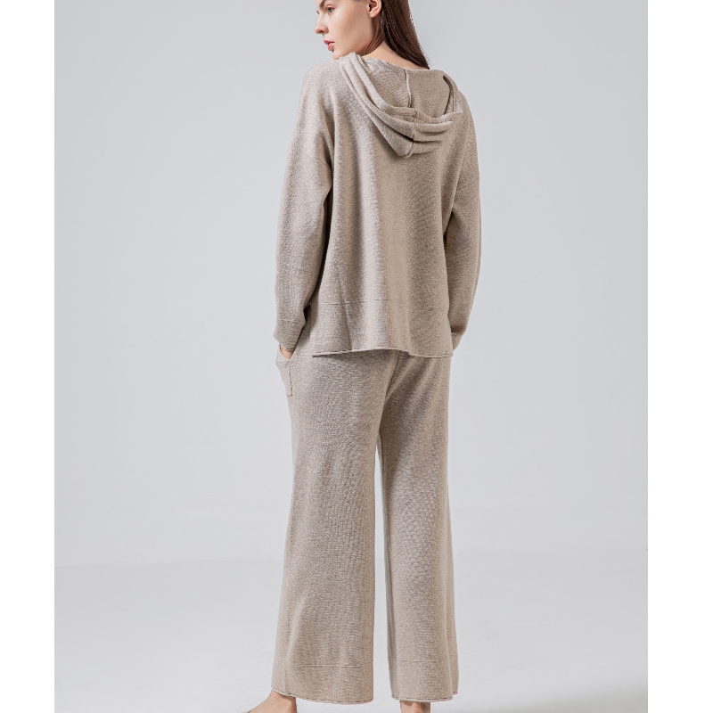Pull simple de laine occasionnel à la mode en deux pièces Sweat à capuche 69056#