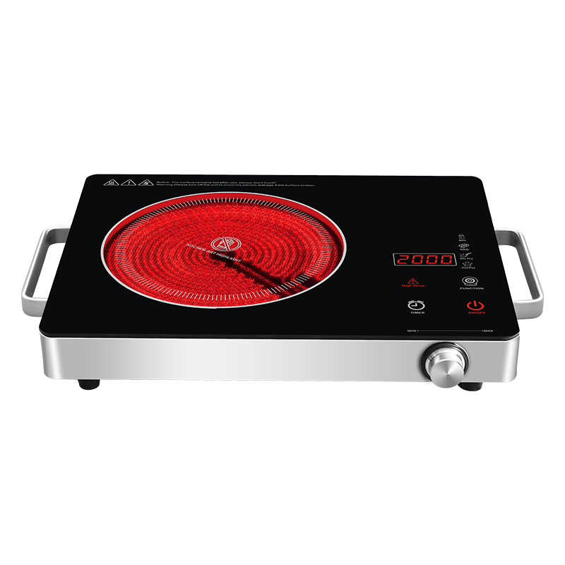 Table de cuisson électrique portative A13A, brûleur unique d'infrarouge électrique 1200W pour la cuisine Camping RV Bureau, Verre en céramique Single Plaques Chaude