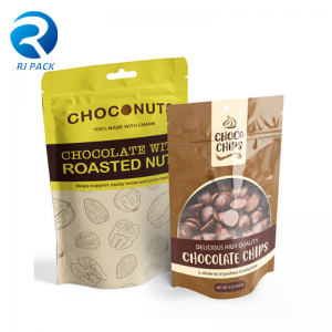 Sac d\'emballage alimentaire à glissière en plastique personnalisé, sac d\'emballage alimentaire avec fermeture à glissière refermable