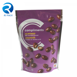 Sac d\'emballage alimentaire à glissière en plastique personnalisé, sac d\'emballage alimentaire avec fermeture à glissière refermable