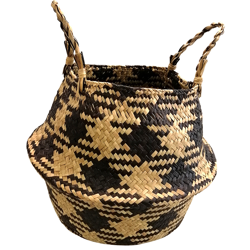 Panier de rangement aux algues à la main panier en osier rattan herbe herbe jardin flowerpot patterns pinkot