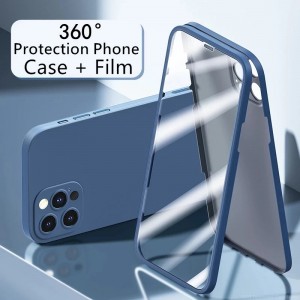 Nouveau boîtier de téléphone complet 360 avec protège-écran Couvercle d\'écran intégré Film de verre pour iPhone 12 Pro Max
