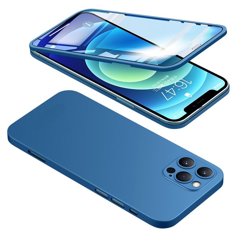 Nouveau boîtier de téléphone complet 360 avec protège-écran Couvercle d'écran intégré Film de verre pour iPhone 12 Pro Max