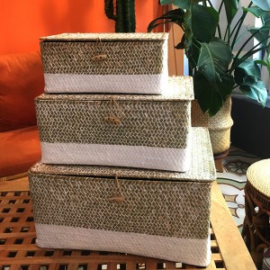 Boîte tissée aux algues avec rangement couvert