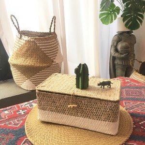 Boîte tissée aux algues avec rangement couvert