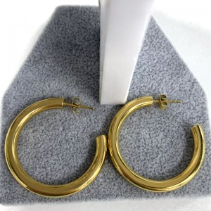 Boucles d\'oreilles solides plaquées or en acier inoxydable/hoops