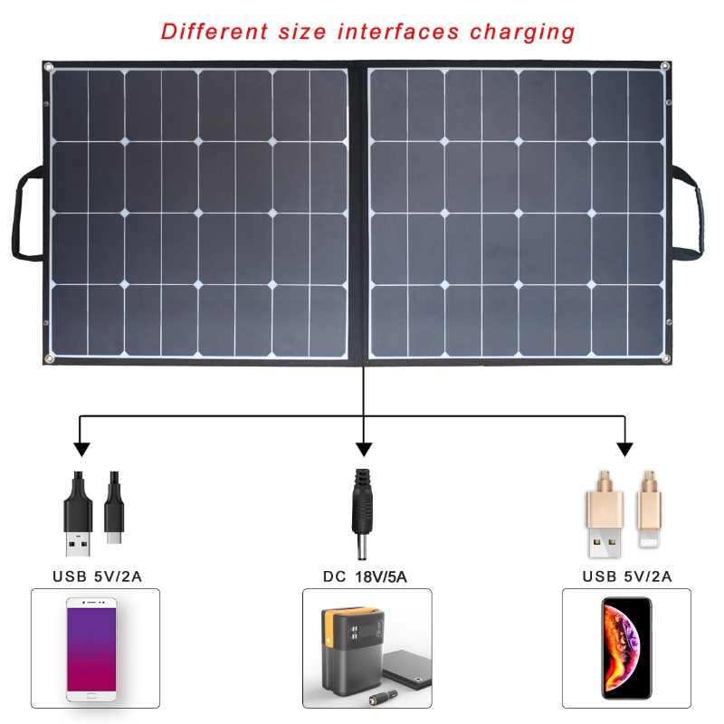 40W 60W 80W 100W 120W 150W 200W Chargeur de panneau solaire pliable Portable pour les centrales électriques