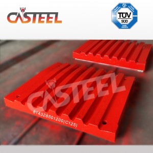 Pièces de concasseur de mâchoires Lokomo C125B, mâchoire à plaque fixe, mâchoire mobile