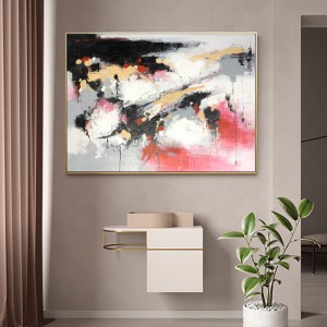 Vente chaude grande taille rose etnoir peint à la main sur toile de peinture acrylique décor mural abstraite oeuvatrice huile pour salon